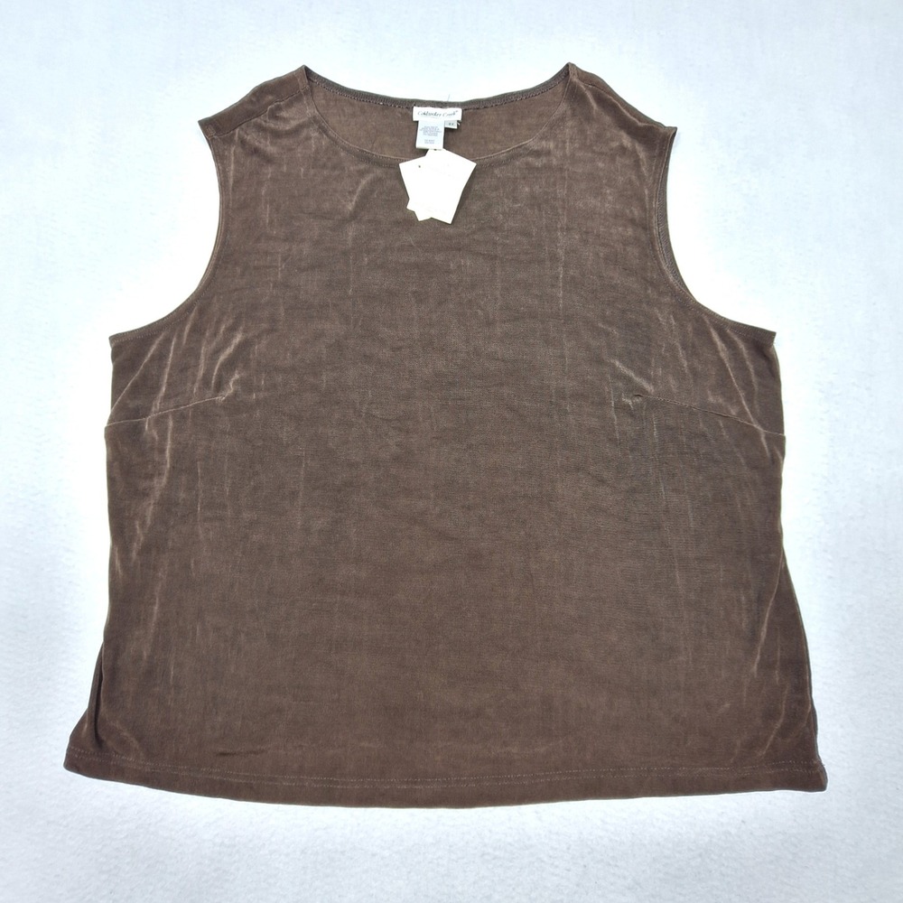 Coldwater Creek Tank Top Womens 3X‎ Brown Travel Knit Cross Dye Sleeveless New